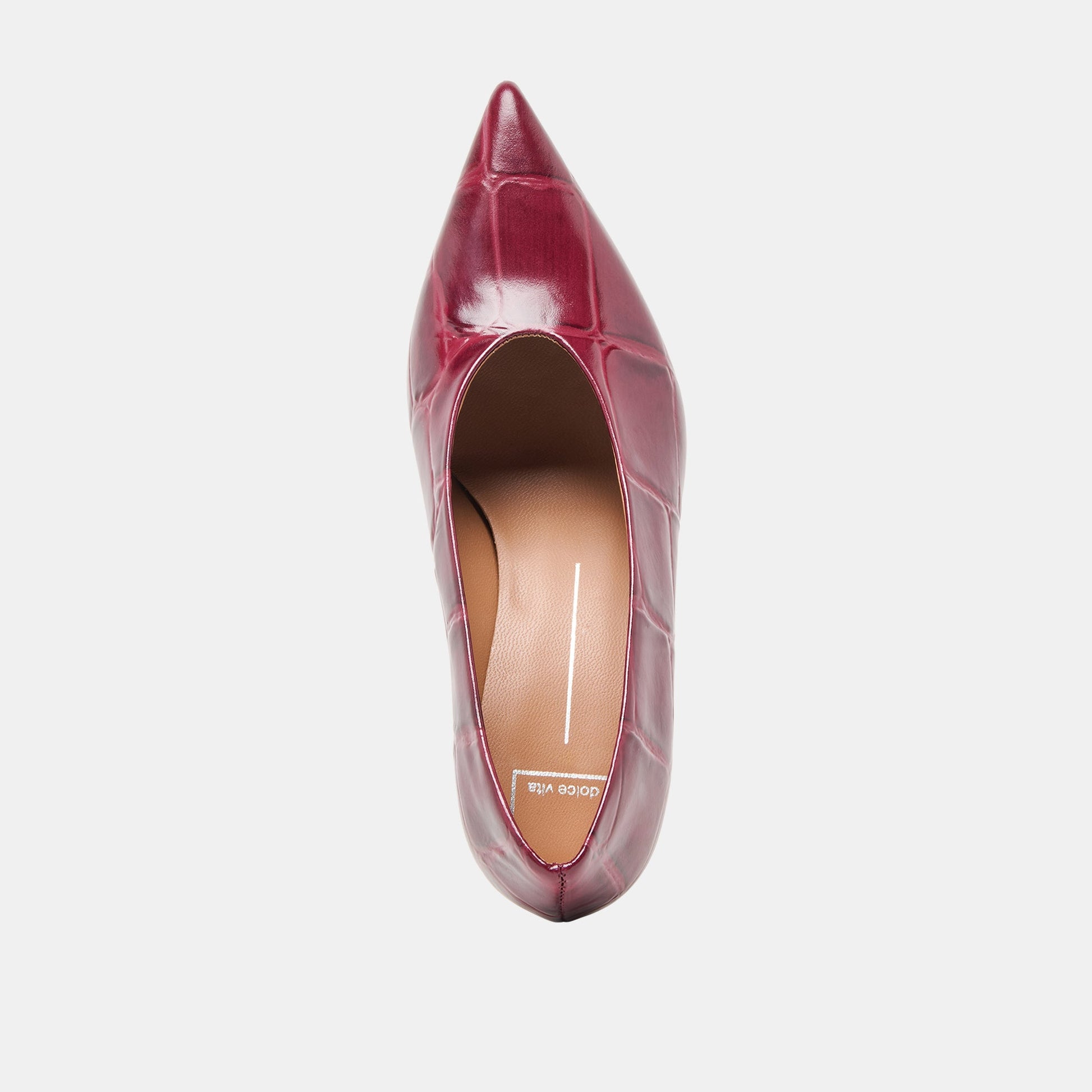 Midge Burgundy Croco Embossed Leather Heels - Dolce Vita