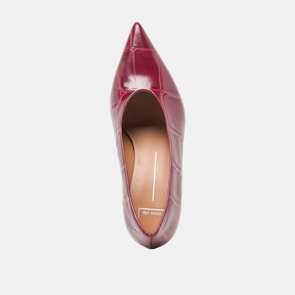 Midge Burgundy Croco Embossed Leather Heels - Dolce Vita