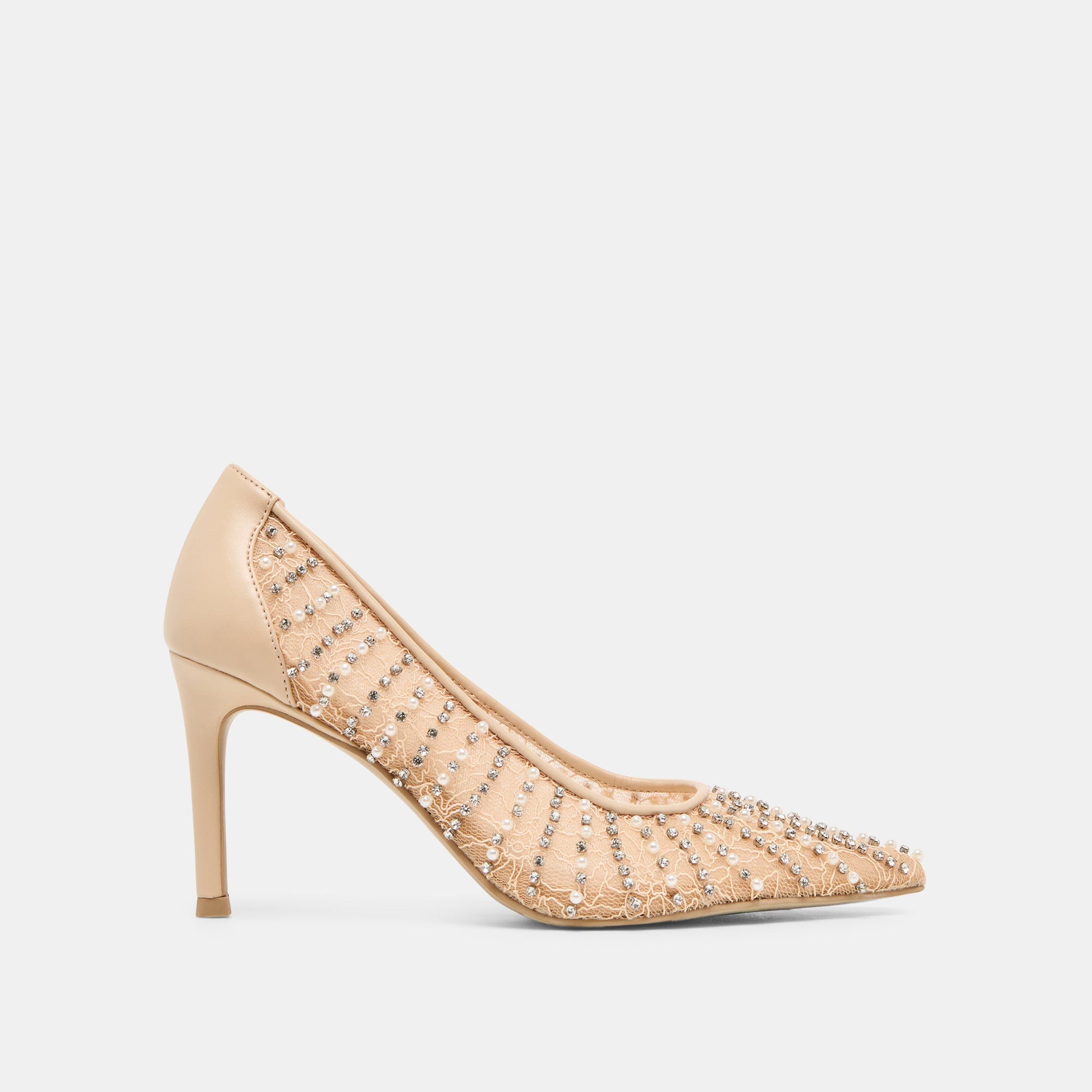 Kashe Pearl Blush Lace Mesh Heels - Dolce Vita