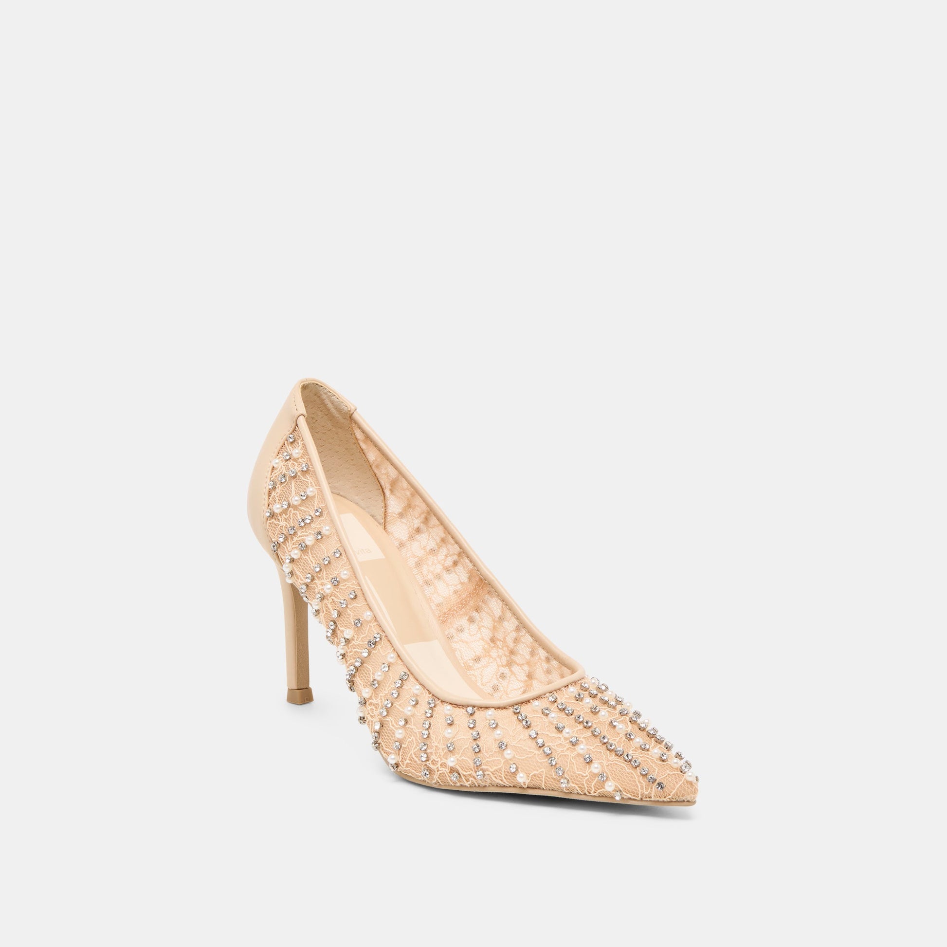 Kashe Pearl Blush Lace Mesh Heels - Dolce Vita