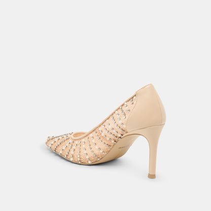 Kashe Pearl Blush Lace Mesh Heels - Dolce Vita