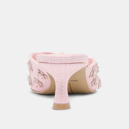 Camilo X Byrdie Golf Pink Raffia Wide Heels - Dolce Vita
