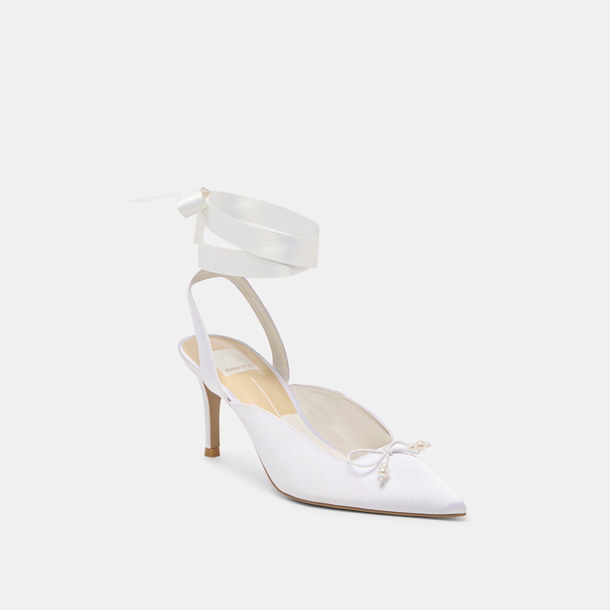 Efora True White Satin Heels - Dolce Vita