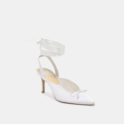 Efora True White Satin Heels - Dolce Vita