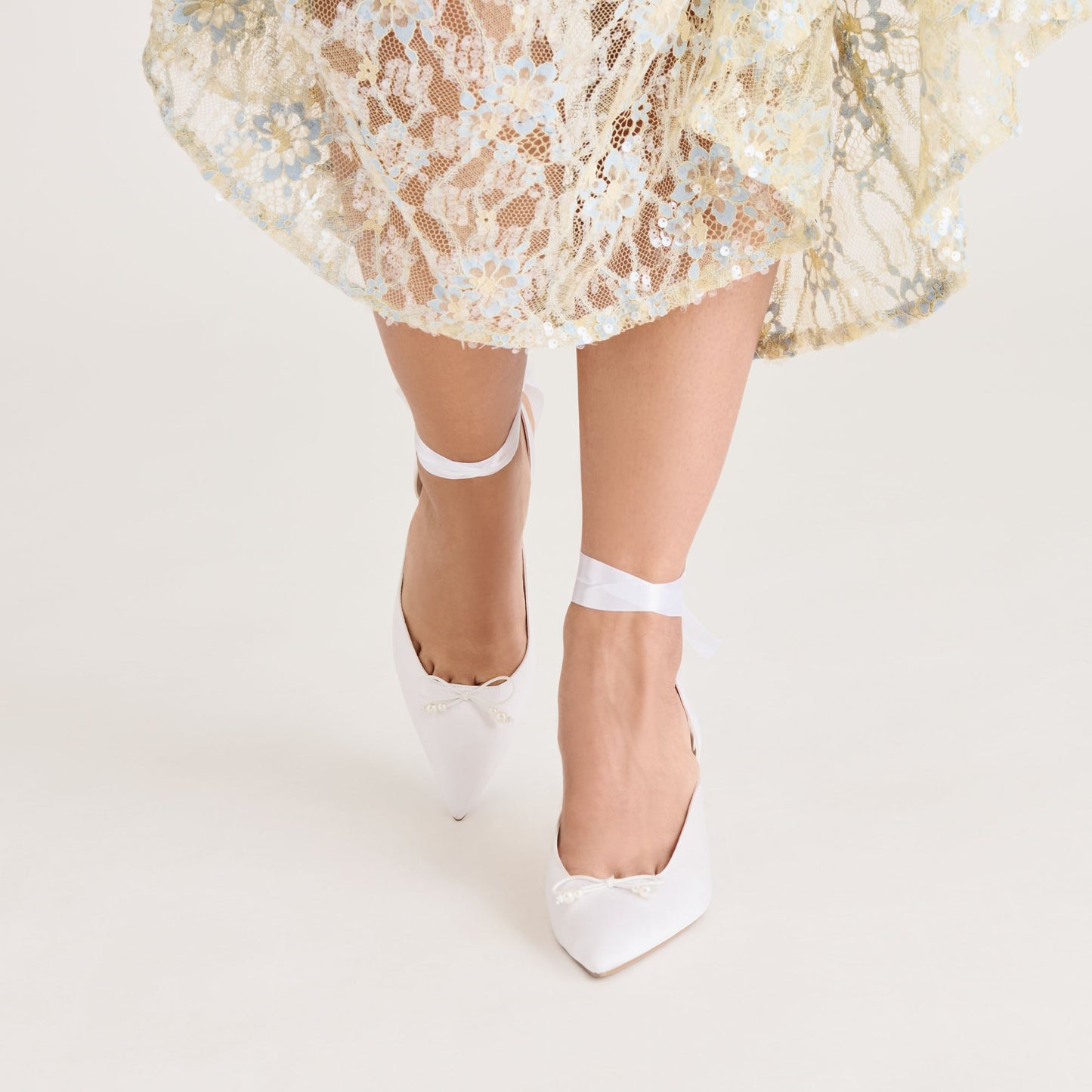 Efora True White Satin Heels - Dolce Vita