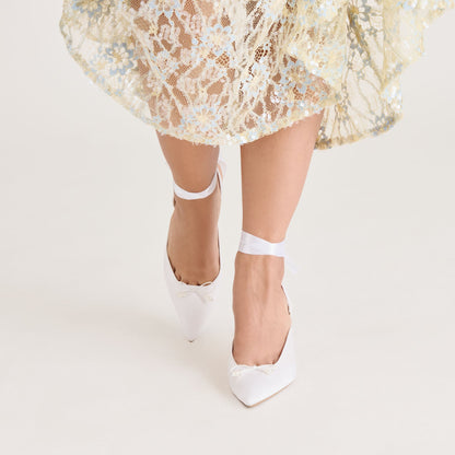 Efora True White Satin Heels - Dolce Vita
