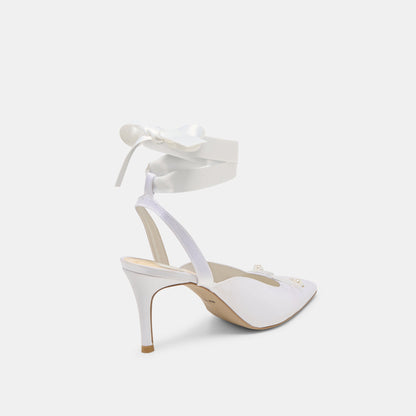 Efora True White Satin Heels - Dolce Vita