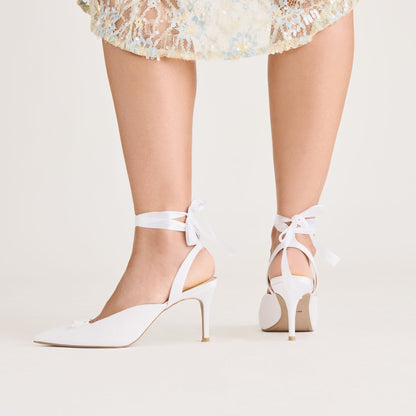 Efora True White Satin Heels - Dolce Vita