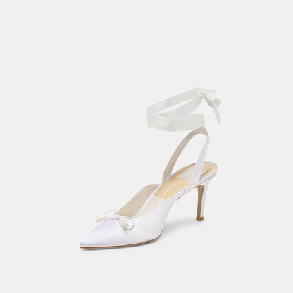 Efora True White Satin Heels - Dolce Vita
