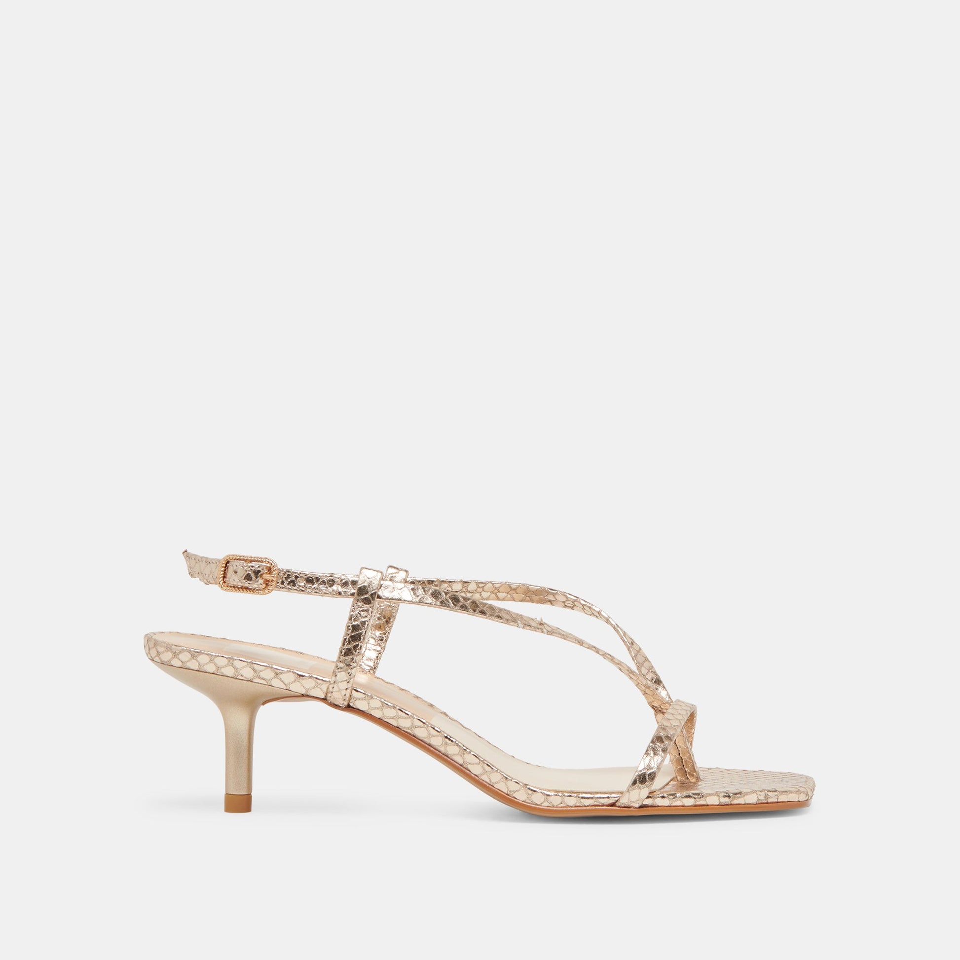 LAURY HEELS CHAMPAGNE EMBOSSED LEATHER - Dolce Vita