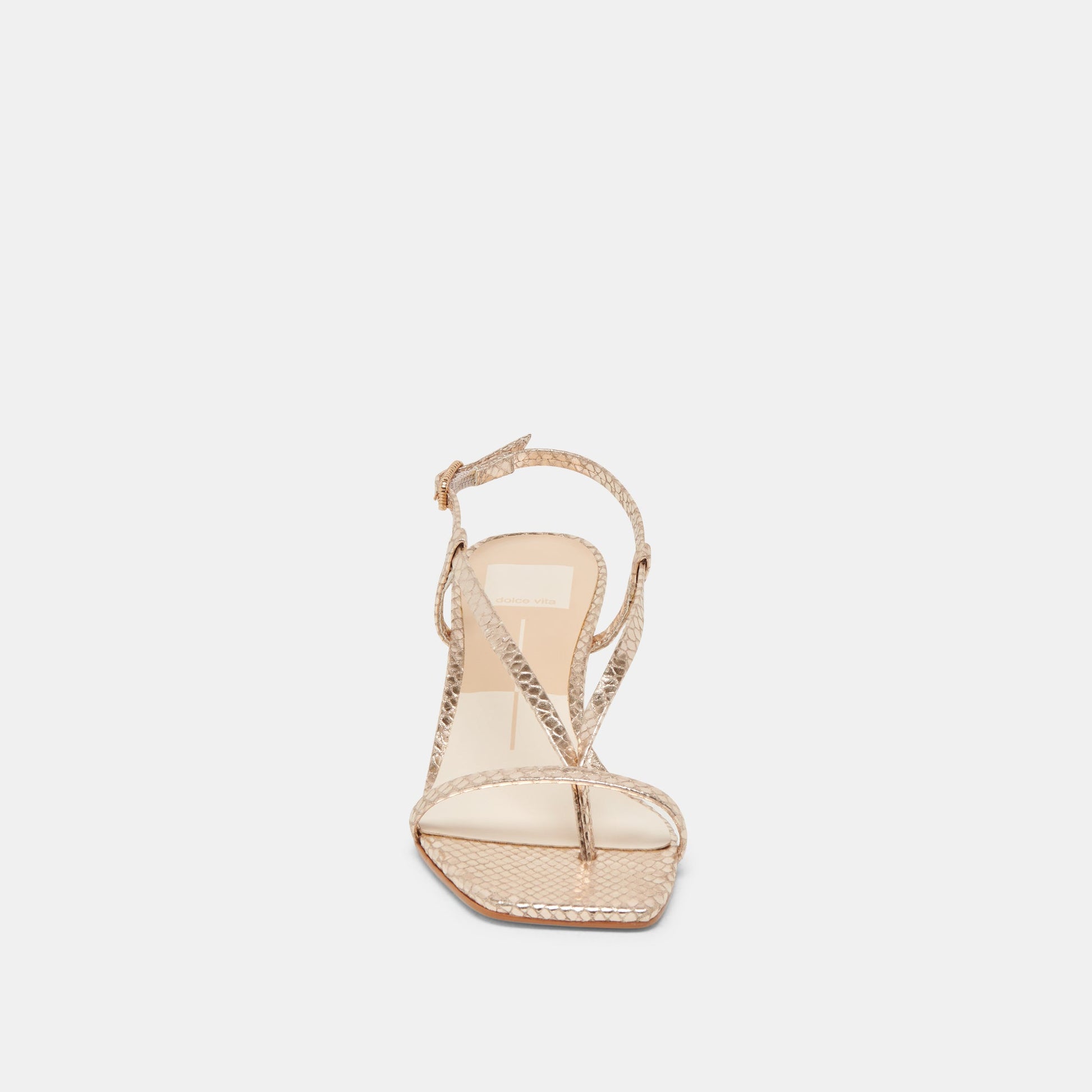 LAURY HEELS CHAMPAGNE EMBOSSED LEATHER - Dolce Vita