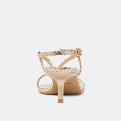 LAURY HEELS CHAMPAGNE EMBOSSED LEATHER - Dolce Vita
