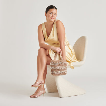 LAURY HEELS CHAMPAGNE EMBOSSED LEATHER - Dolce Vita