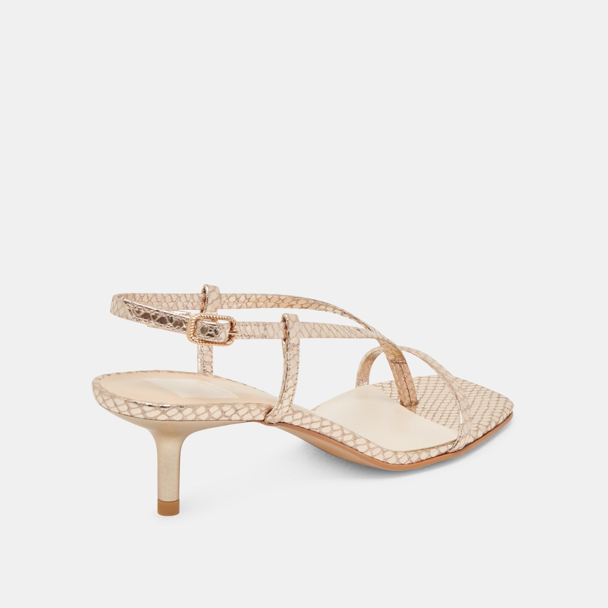 LAURY HEELS CHAMPAGNE EMBOSSED LEATHER - Dolce Vita