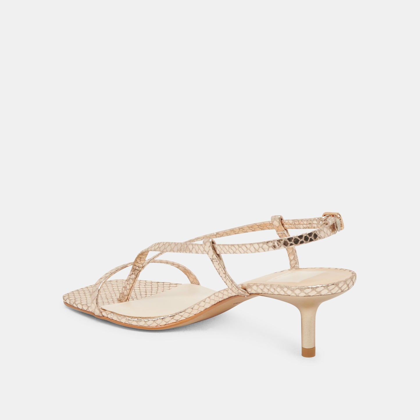 LAURY HEELS CHAMPAGNE EMBOSSED LEATHER - Dolce Vita