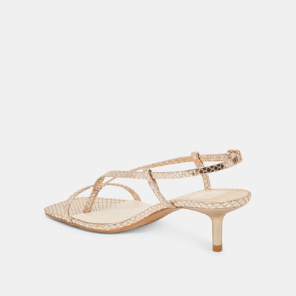 LAURY HEELS CHAMPAGNE EMBOSSED LEATHER - Dolce Vita