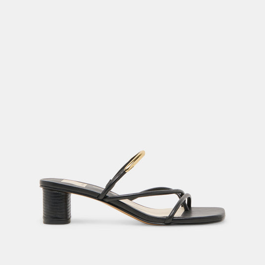 NAIRA HEELS BLACK LEATHER - Dolce Vita