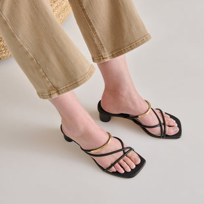 NAIRA HEELS BLACK LEATHER - Dolce Vita