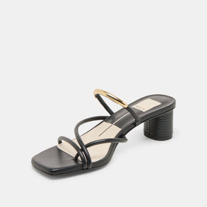 NAIRA HEELS BLACK LEATHER - Dolce Vita