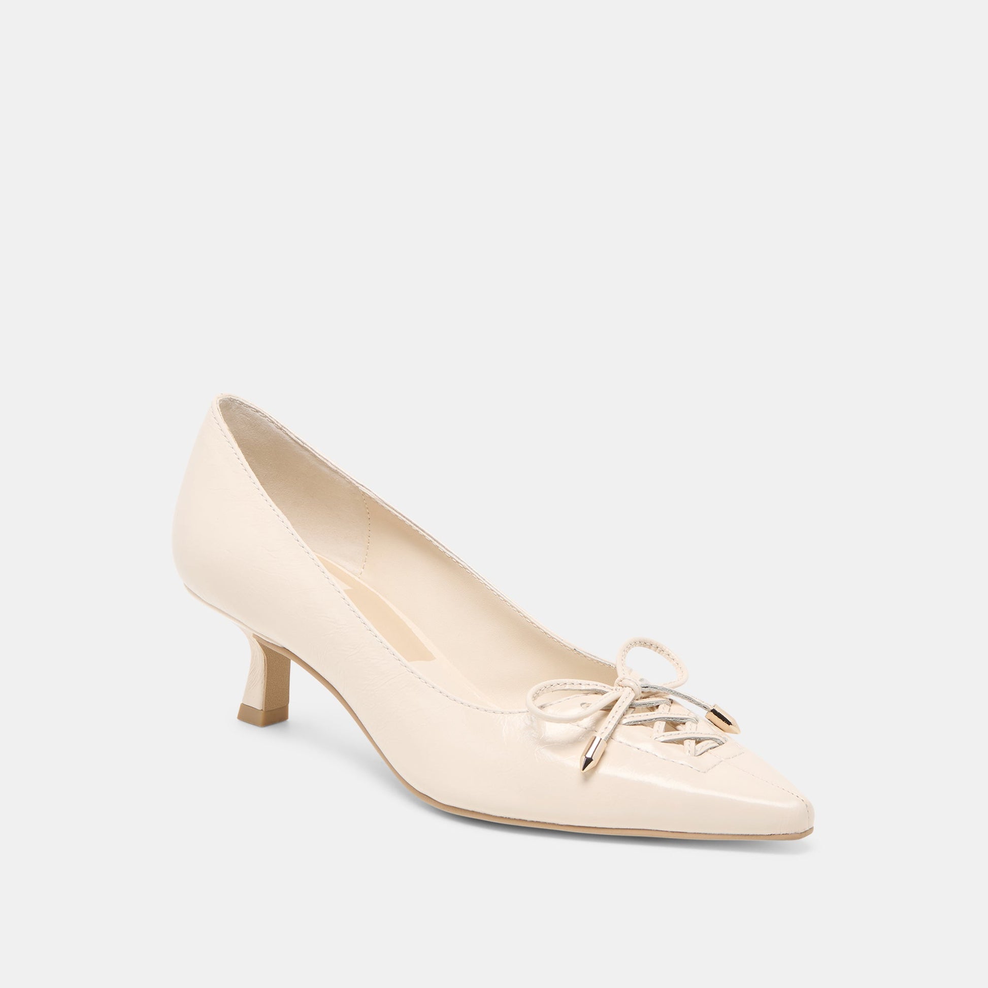Clarie Bone Crinkle Patent Leather Heels - Dolce Vita