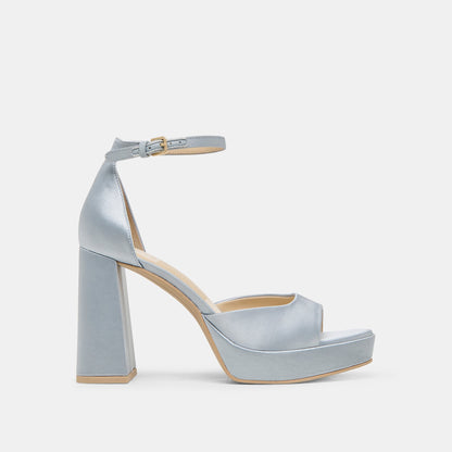 PANDRO HEELS LIGHT BLUE SATIN - Dolce Vita