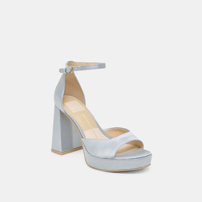 PANDRO HEELS LIGHT BLUE SATIN - Dolce Vita