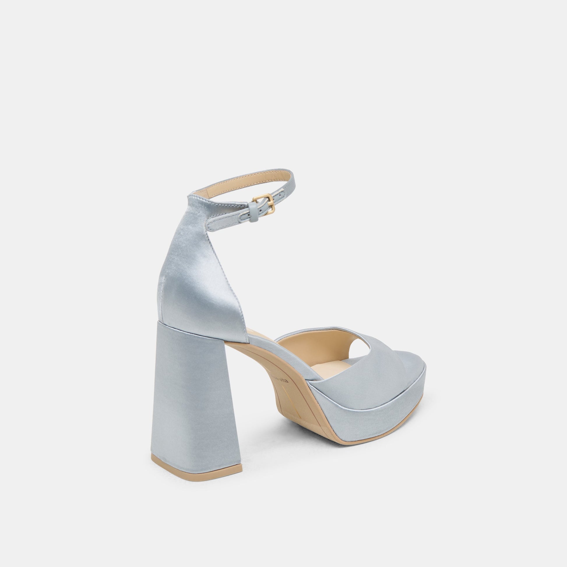 PANDRO HEELS LIGHT BLUE SATIN - Dolce Vita