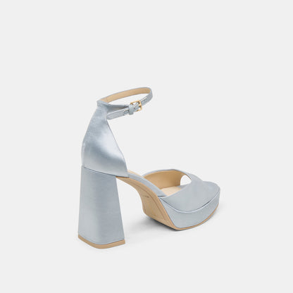 PANDRO HEELS LIGHT BLUE SATIN - Dolce Vita