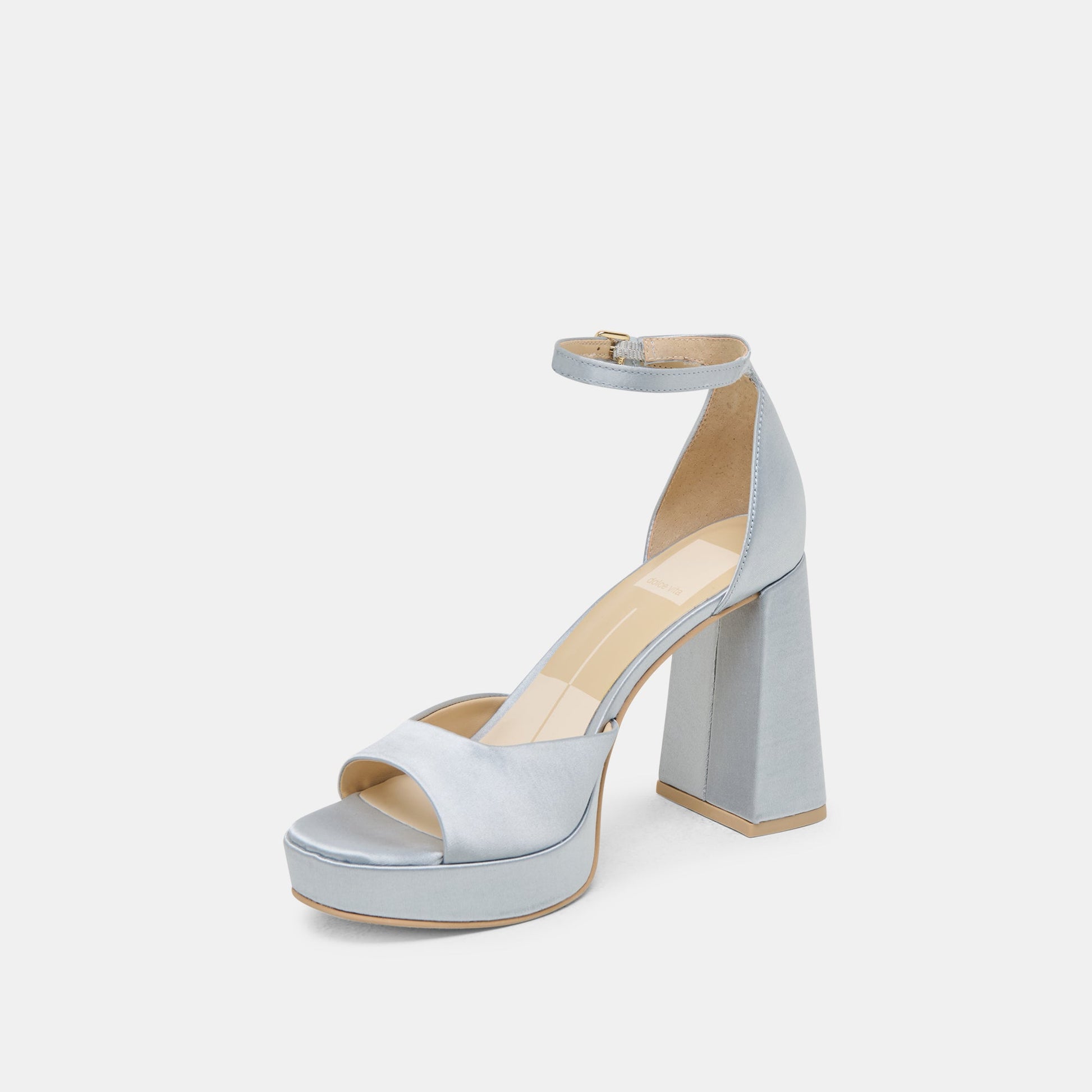PANDRO HEELS LIGHT BLUE SATIN - Dolce Vita