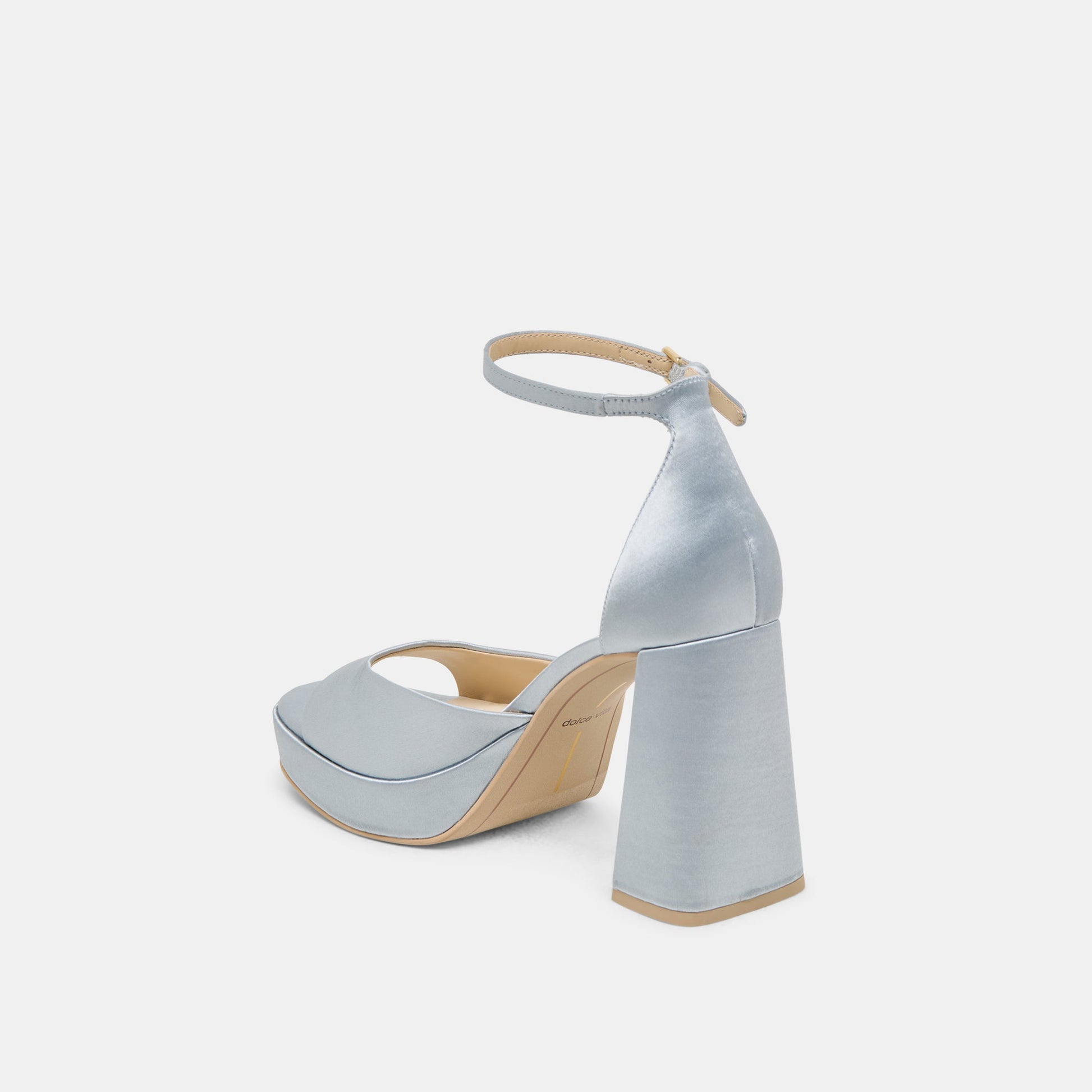 PANDRO HEELS LIGHT BLUE SATIN - Dolce Vita