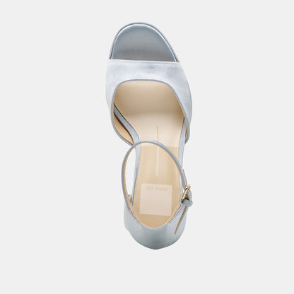 PANDRO HEELS LIGHT BLUE SATIN - Dolce Vita
