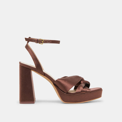 PARLO HEELS MID BROWN SATIN - Dolce Vita