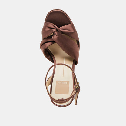 PARLO HEELS MID BROWN SATIN - Dolce Vita
