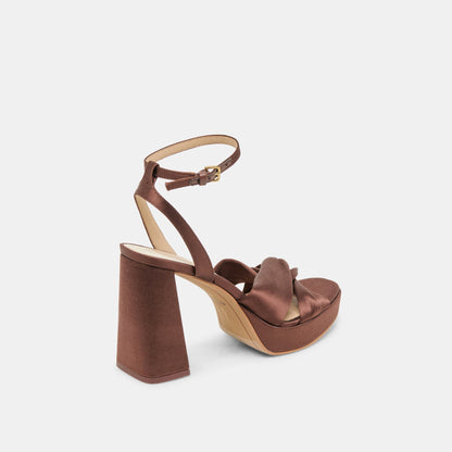 PARLO HEELS MID BROWN SATIN - Dolce Vita