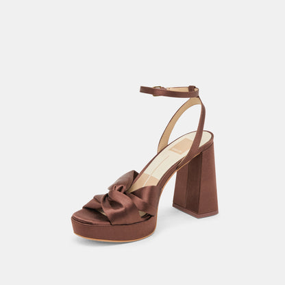 PARLO HEELS MID BROWN SATIN - Dolce Vita