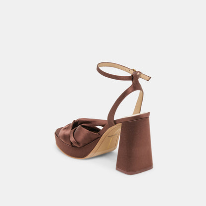 PARLO HEELS MID BROWN SATIN - Dolce Vita