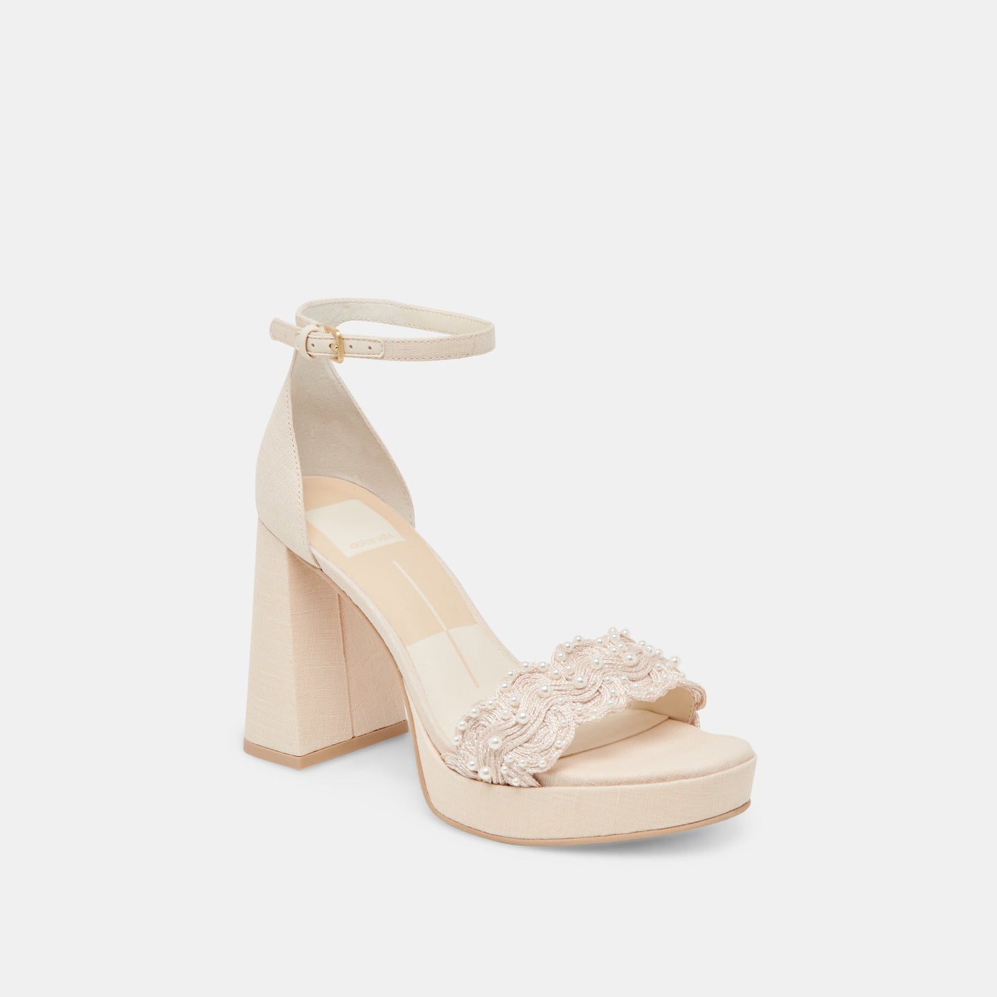 PELTIN PEARL HEELS VANILLA WOVEN RAFFIA - Dolce Vita