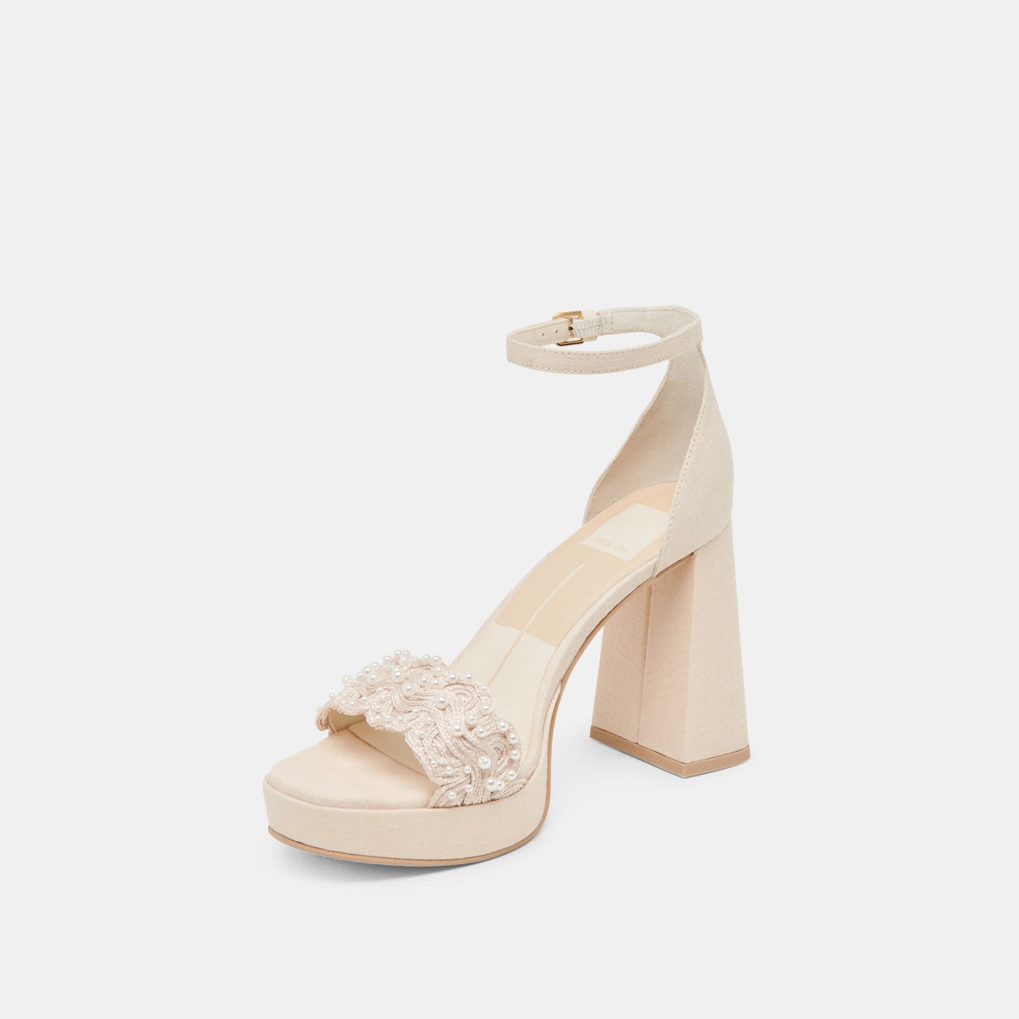 PELTIN PEARL HEELS VANILLA WOVEN RAFFIA - Dolce Vita