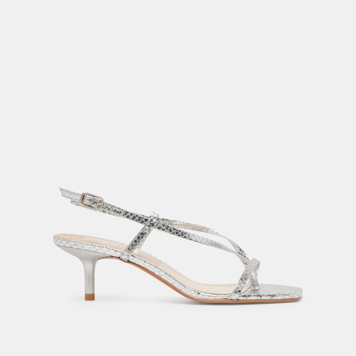 LAURY HEELS SILVER EMBOSSED LEATHER - Dolce Vita