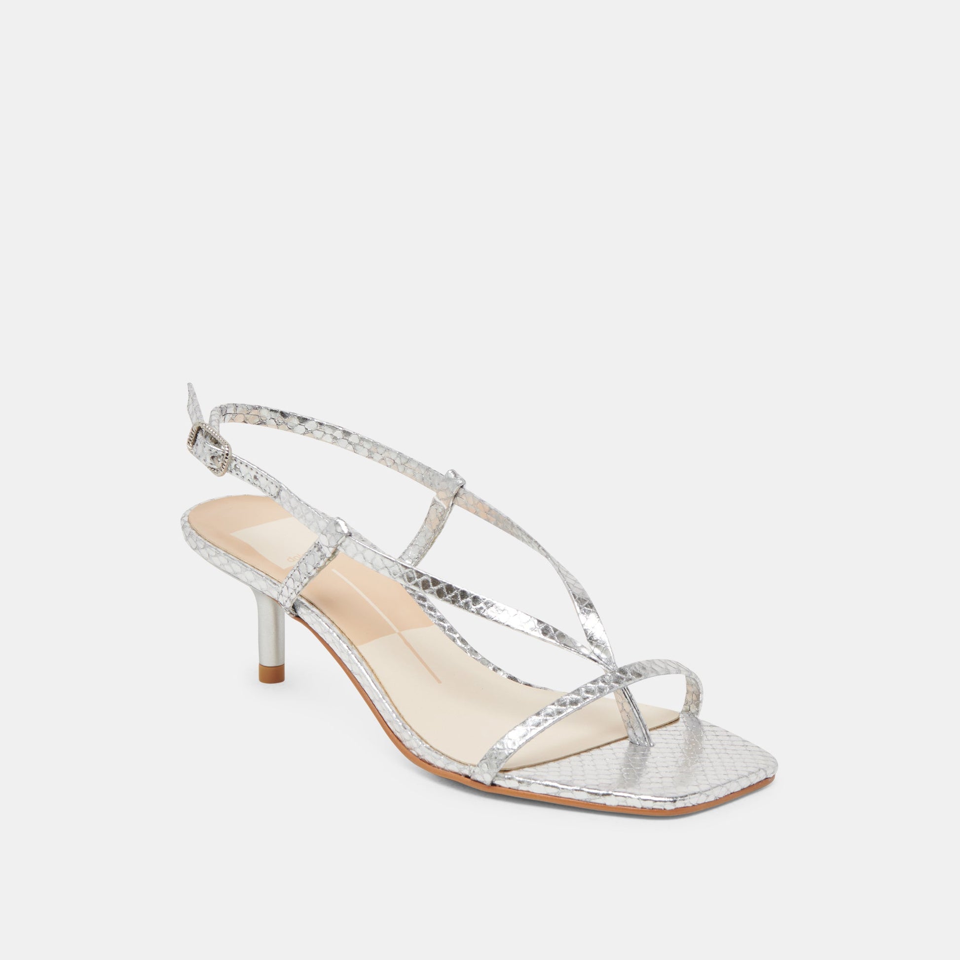 LAURY HEELS SILVER EMBOSSED LEATHER - Dolce Vita