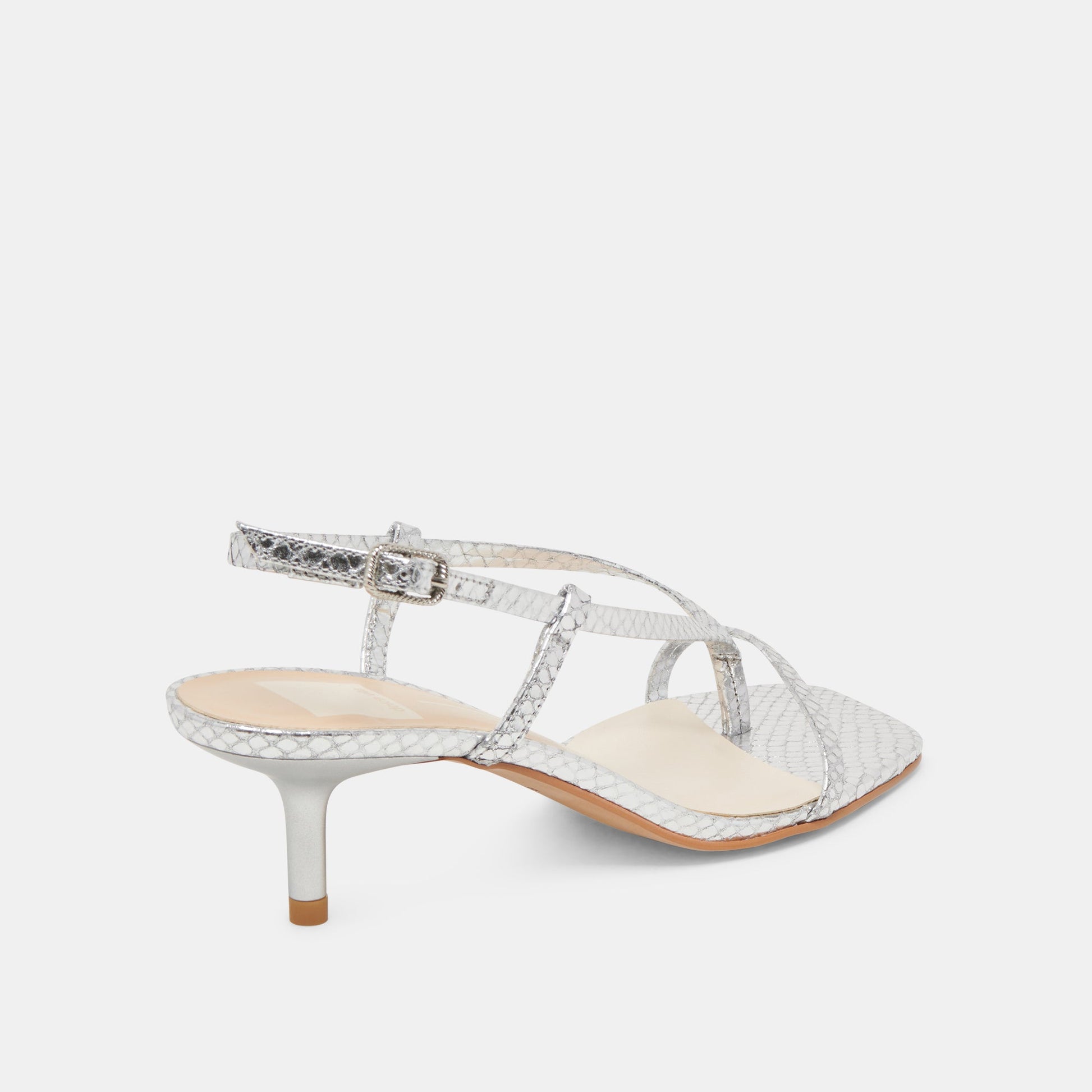 LAURY HEELS SILVER EMBOSSED LEATHER - Dolce Vita