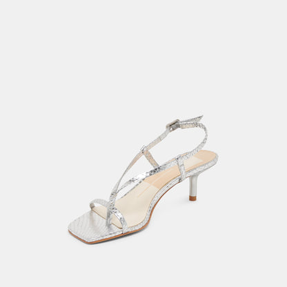 LAURY HEELS SILVER EMBOSSED LEATHER - Dolce Vita