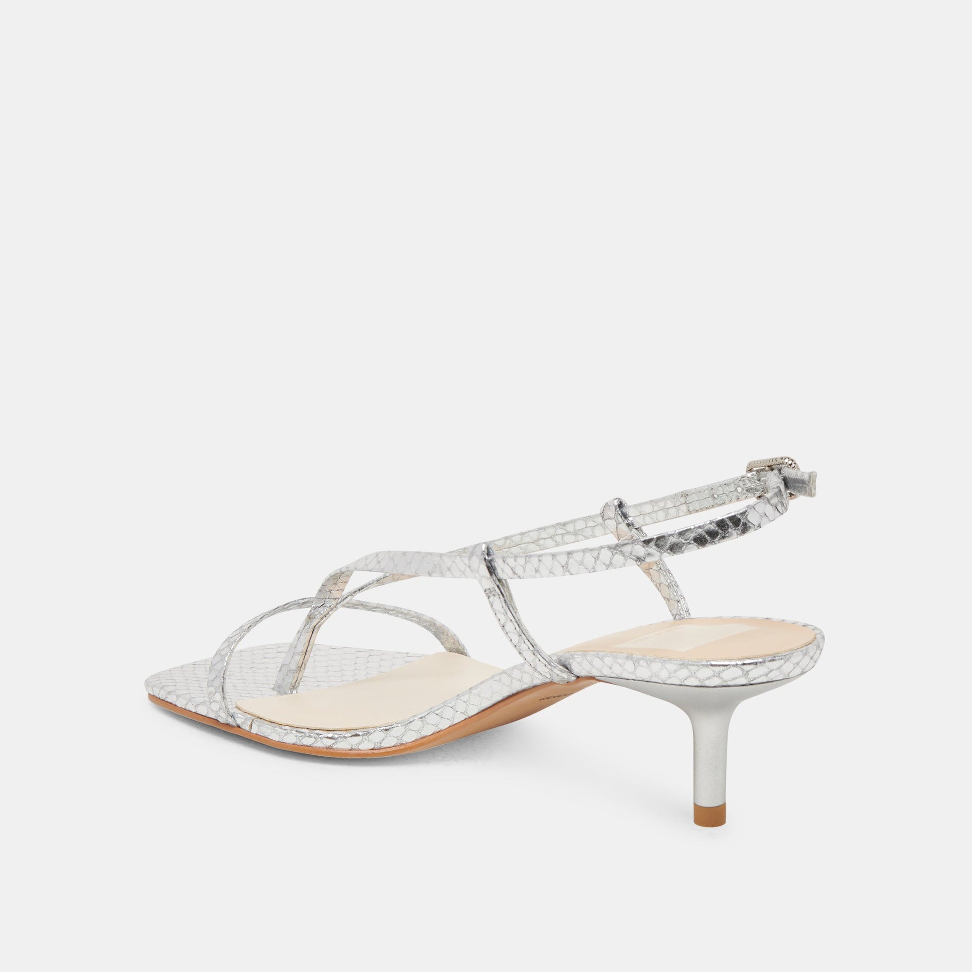 LAURY HEELS SILVER EMBOSSED LEATHER - Dolce Vita