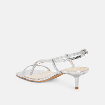 LAURY HEELS SILVER EMBOSSED LEATHER - Dolce Vita