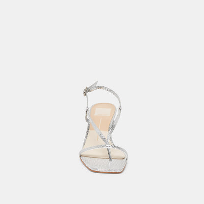 LAURY HEELS SILVER EMBOSSED LEATHER - Dolce Vita