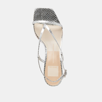 LAURY HEELS SILVER EMBOSSED LEATHER - Dolce Vita