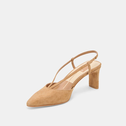 Ginay Lt Brown Suede Heels - Dolce Vita