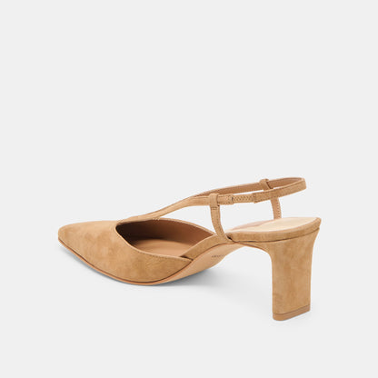 Ginay Lt Brown Suede Heels - Dolce Vita