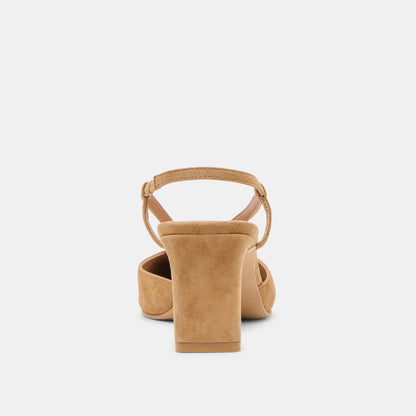 Ginay Lt Brown Suede Heels - Dolce Vita