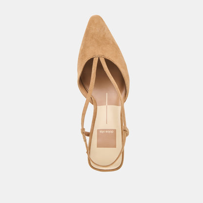 Ginay Lt Brown Suede Heels - Dolce Vita